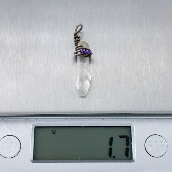 Sterling Silver 925 Purple Purple Spring Wire Wrapped Crystal Point Pendant - Picture 4 of 4